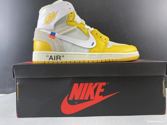 MaikeSneakers AQ0818-149 Air Yellow-Cone NRG Powder x Jordan White Dark Off-White 1 0708